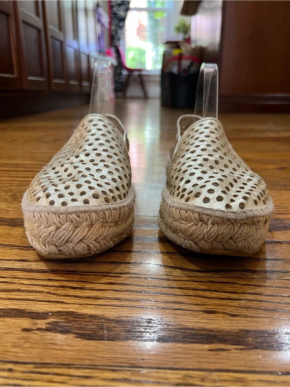 Loeffler Randall Rowan Leather Platform Espadrilles Sz 40 Gold Quiet Luxury